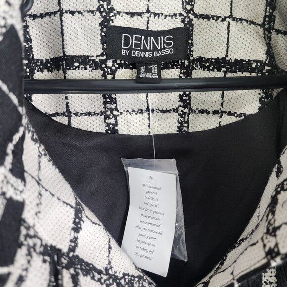 Womens Black & White Checkered Dennis Basso Tweed Jacket Button Front Size 20W - Picture 8 of 11
